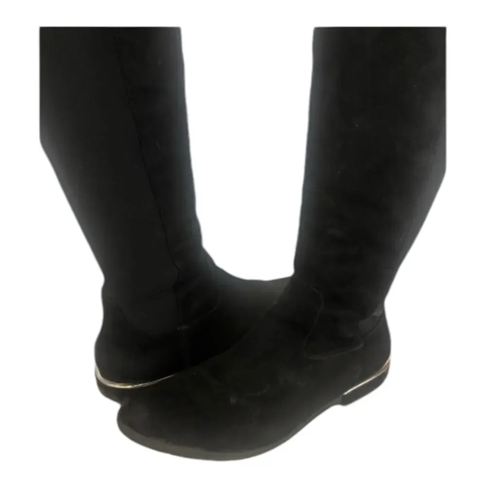 Calvin Klein Presley over knee black Faux Suede boots Silver Hardwear size 7